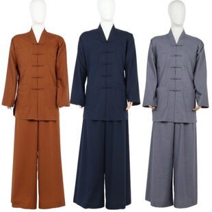 夏季僧服短褂和尚衣服师父僧衣毛麻料薄款僧人小褂宽腿套装普莲花