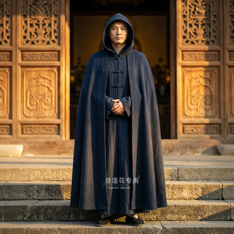 普莲花羊绒打坐禅修披风僧人男女居士禅坐护寒披肩保暖抗寒户外披