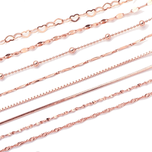 925纯银项链女毛衣链长款百搭镀18k玫瑰金色彩银无吊坠配链裸链细