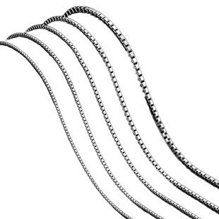 S925银项链纯银盒子链简约百搭盒仔链男女细链条银链子裸链铂金色