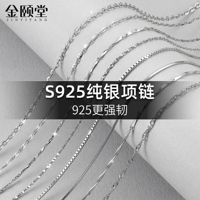 925银项链细款纯银锁骨链替换素链银链子裸链配链毛衣链链条蛇骨