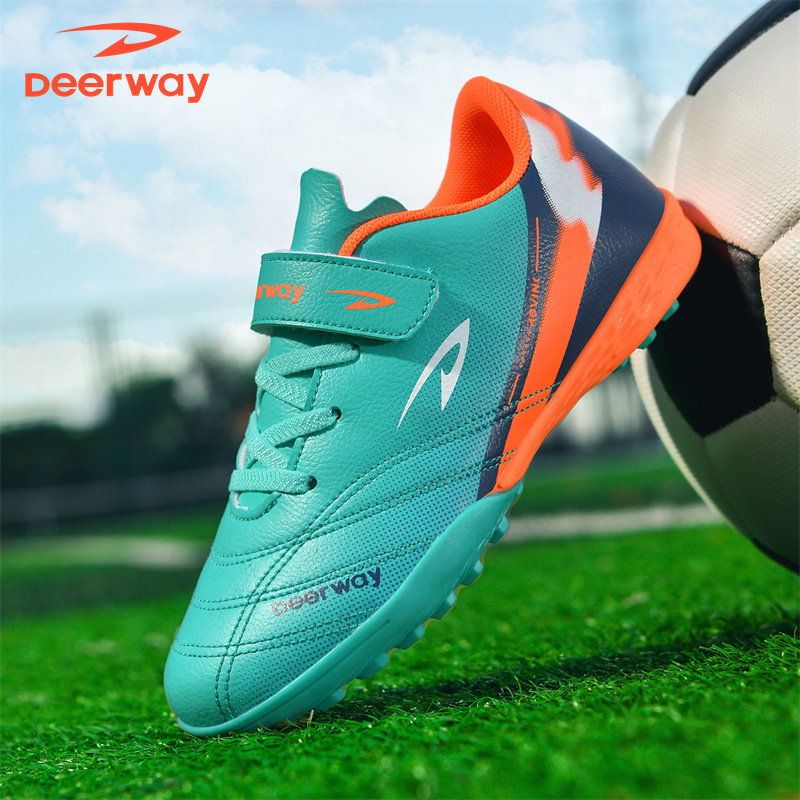 德尔惠儿童运动鞋男童碎钉tf中小学生舒适透气防滑耐磨男童足球鞋