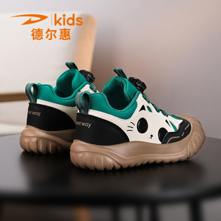 德尔惠童鞋防滑男童运动鞋2026新款春季皮面中大童鞋子儿童老爹鞋