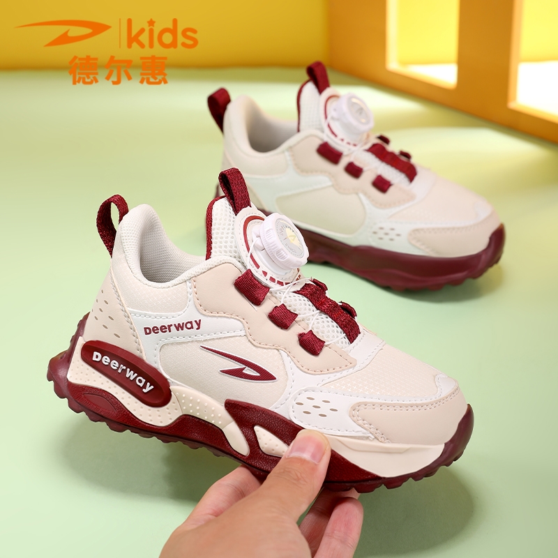德尔惠童鞋儿童鞋子男2025冬季新款皮面防滑耐磨青少年男童运动鞋