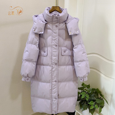 中长款羽绒服女2025冬季新款高端时尚加厚保暖连帽过膝白鹅绒外套