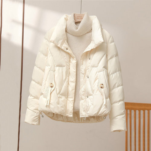 立领短款羽绒服女2025冬季新款时尚修身气质小个子显瘦白鸭绒外套