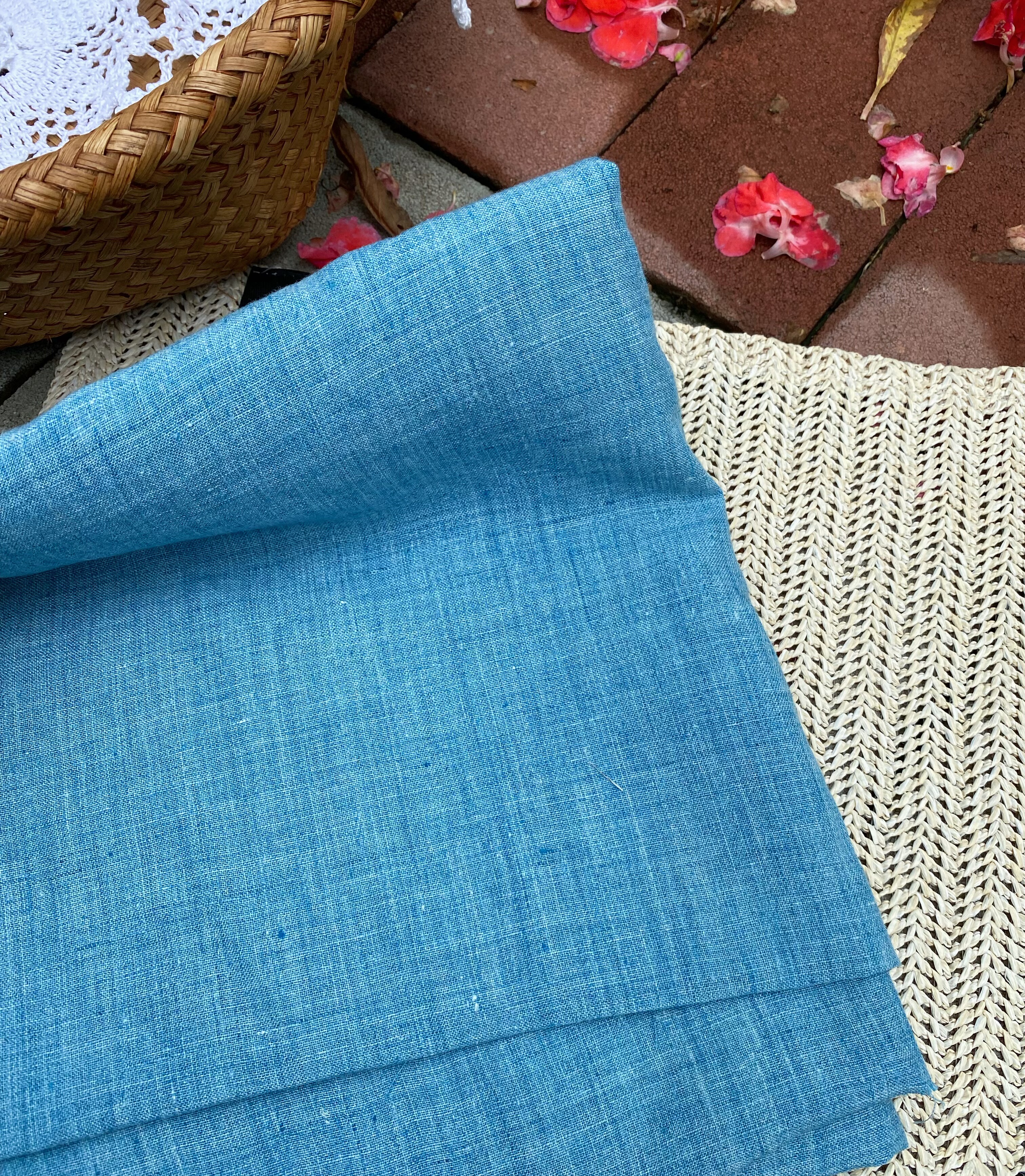 蓝色花纱亚麻亚麻布料半米价格14支厚度1.4米宽,纺织面料/辅料/配套,面料/布类,淘宝优惠券,粉丝福利购,淘宝优惠卷