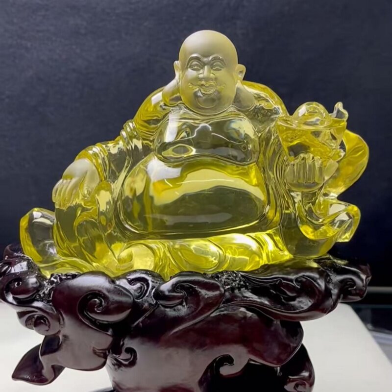 天然水晶笑佛观音佛像黄财神大象龙龟金蟾貔貅招财风水雕刻摆件