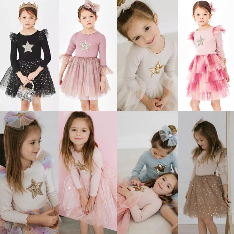 儿童女童纱纱tutu长袖连衣裙