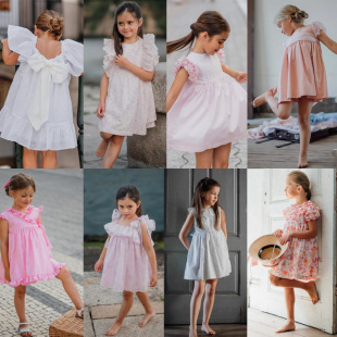 4折 儿童女童英伦印花层叠荷叶边公主连衣裙 现货英国Benedita夏款