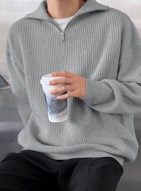 秋冬季半拉链开衫毛衣男士韩版