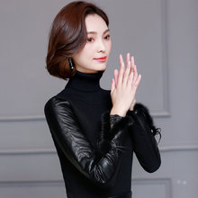 搭配皮草加厚棉袖 加绒皮袖 女冬羽绒棉袖 打底衫 内搭高领毛衣