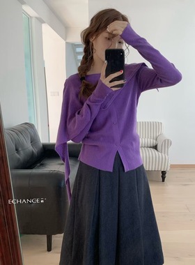 SY韩系新款时尚高品质设计感披肩针织毛衣宽松显瘦毛衣外套上衣