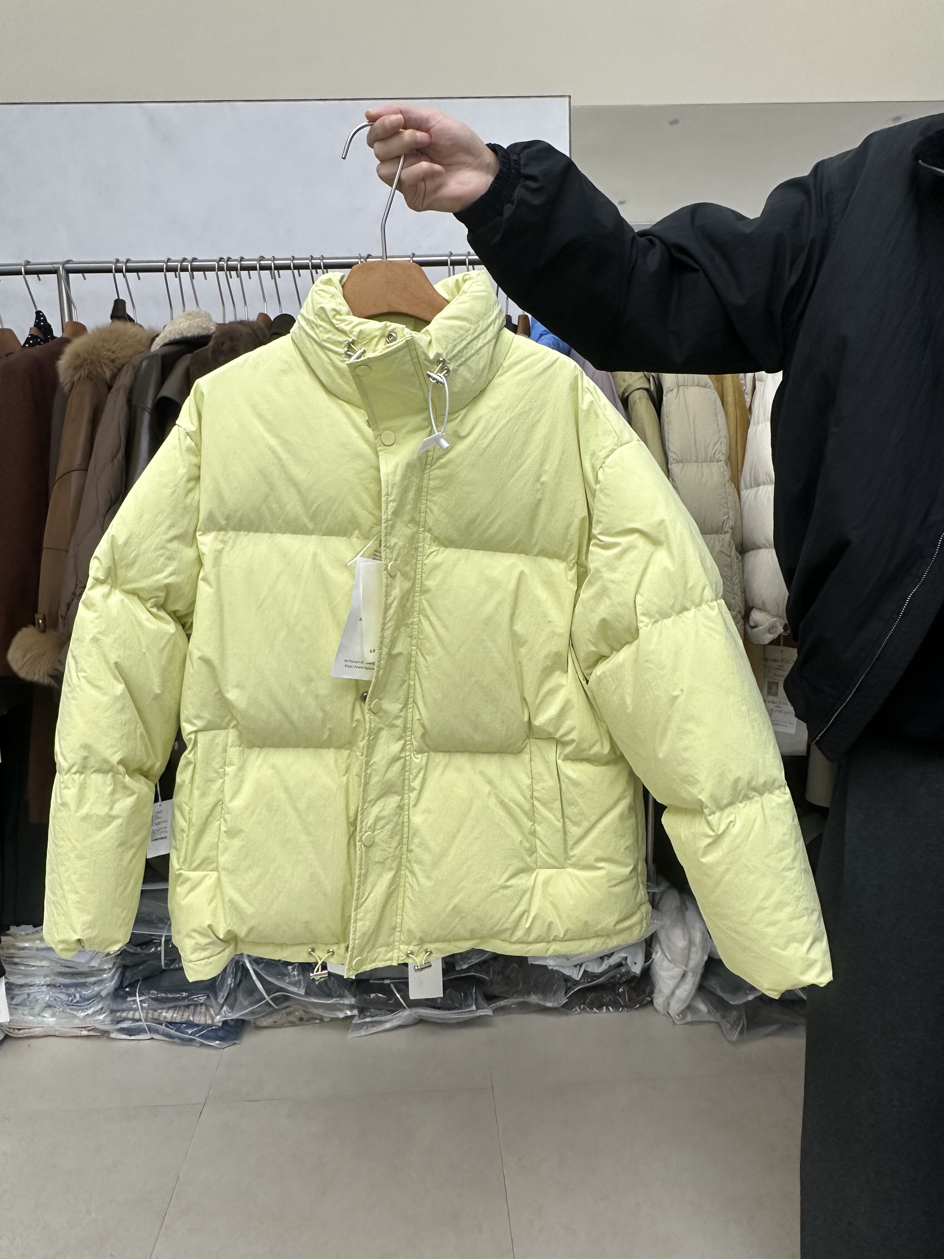 韩国新款时尚90白鸭绒羽绒服保暖外套高品质拉链抽绳短款立领大衣