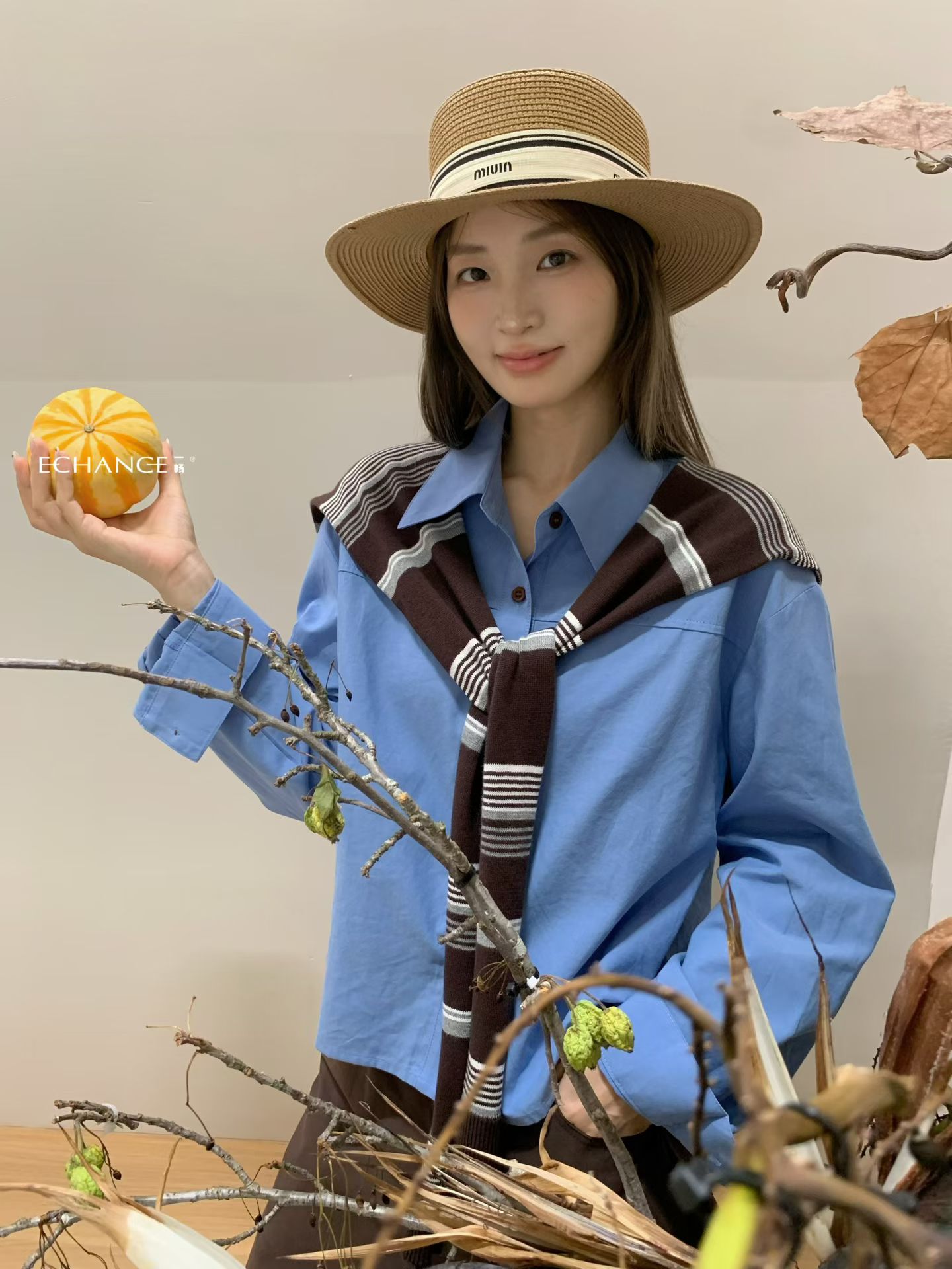 SY韩系新款时尚高品质设计感小众拼色针织披肩短款宽松衬衫上衣女