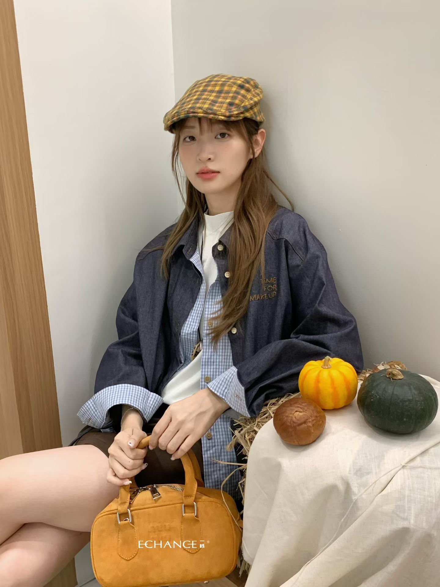 韩系新款时尚高品质设计感小众刺绣假两件牛仔衬衫外套学院夹克女