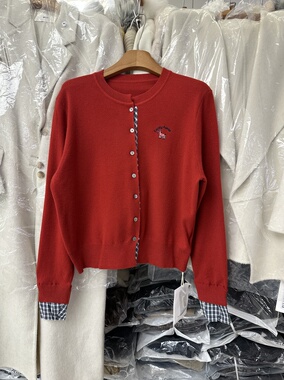 SY韩系新款时尚高品质圆领拼接假两件针织开衫女毛衣外套上衣女