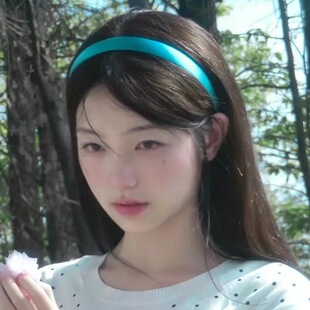 nah法式孔雀蓝仿真丝绸缎面细发箍夏季高级感百搭发卡头饰超美ins