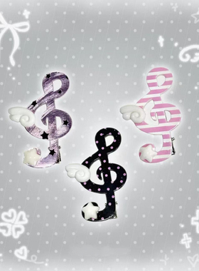 nah手作古早音符少女发夹百搭刘海夹甜酷碎发夹侧边发卡发饰Y2K