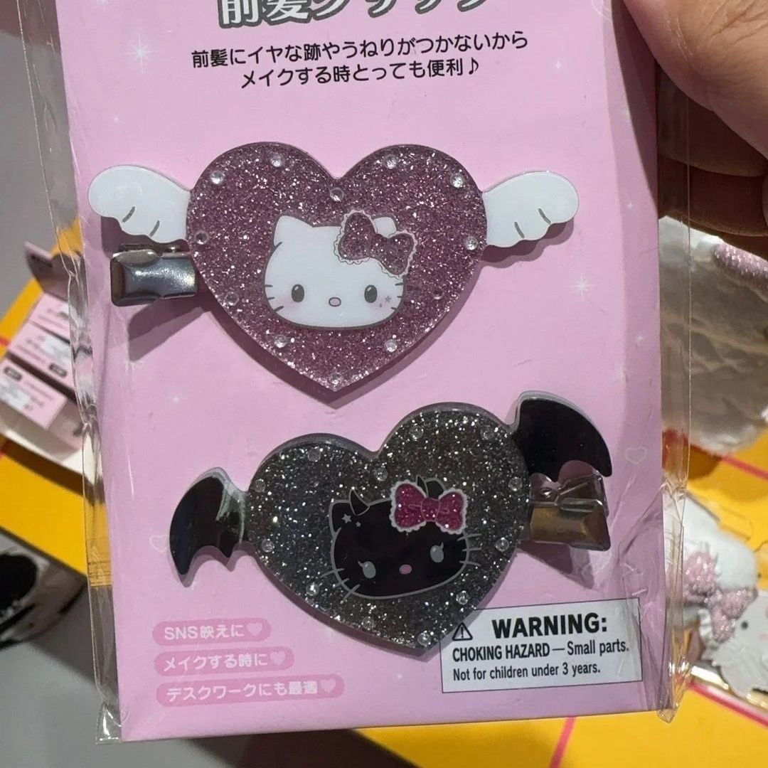 nah可爱三丽鸥kitty天使恶魔爱心闪亮无痕夹刘海夹发饰边夹头饰