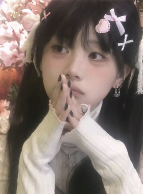 nah少女爱心蝴蝶结可爱y2k亚文化不撞款刘海夹亚b发夹7件套