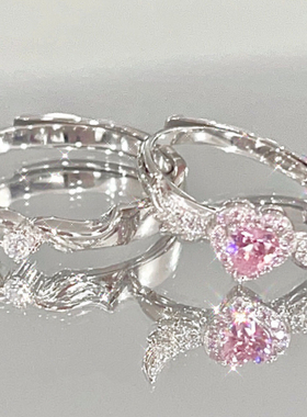 nah925纯银天使翅膀情侣戒指一对情侣款高级感小众开口可调节Y2K