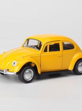 原厂 1/32 VW Beetle 大众甲壳虫 合金汽车模型 黄色 饰品 可开门