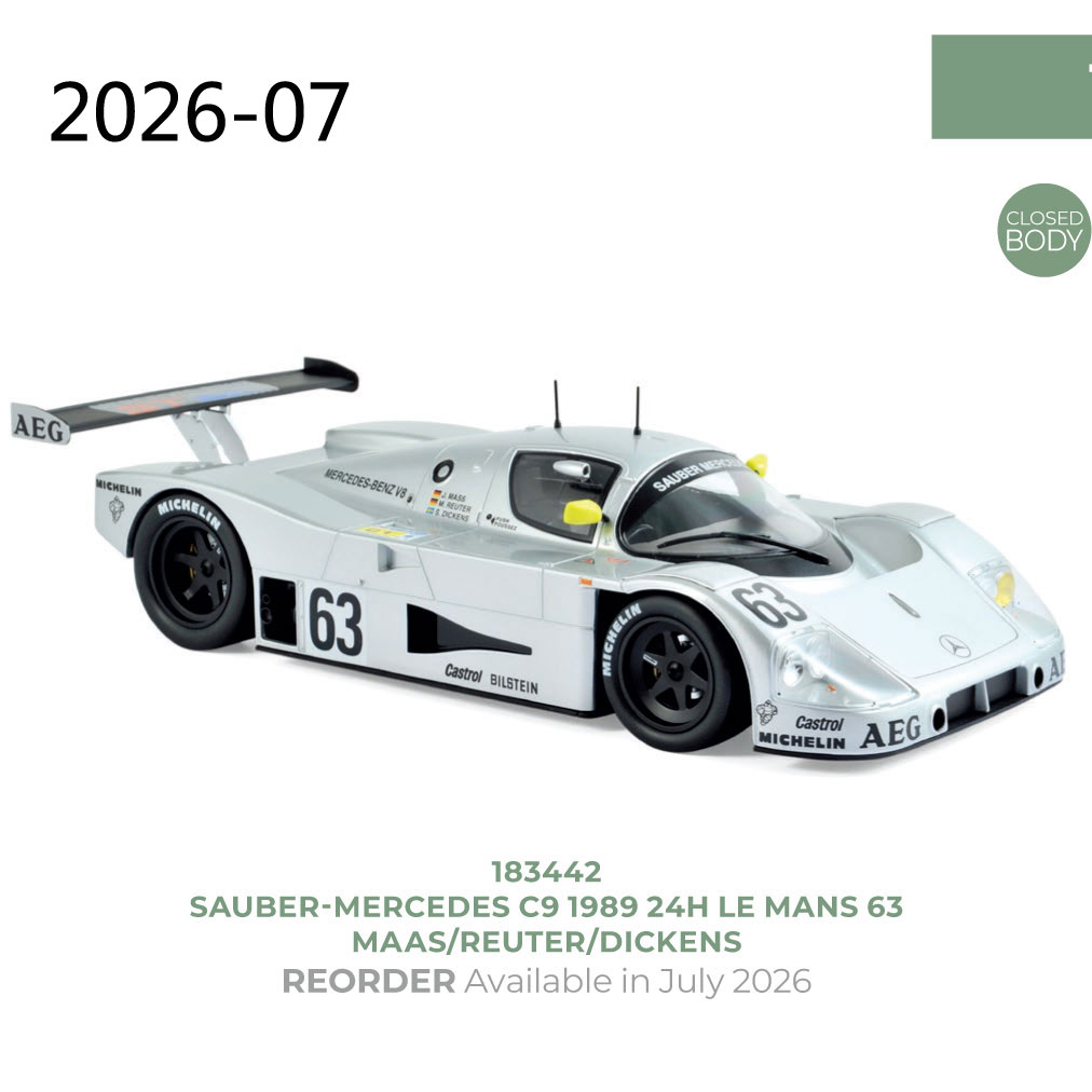 NOREV 1/18 Sauber-Mercedes C9 1989 合金汽车模型 不可开门