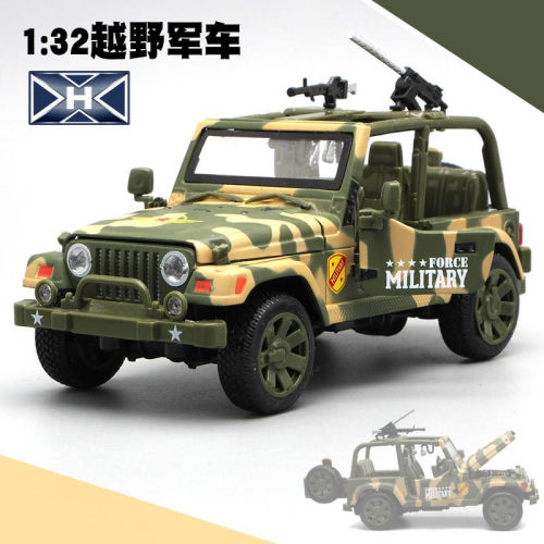 仿真1/32吉普越野车警车合金汽车模型四开设计回力