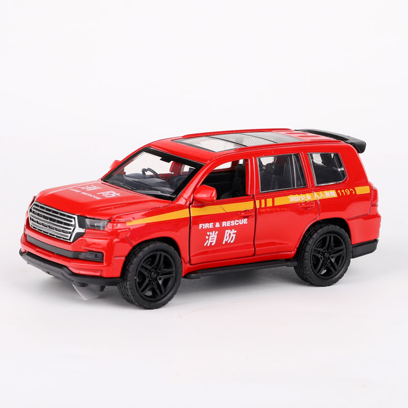 原厂1/36 兰德酷路泽消防车 合金模型 玩具小汽车模型红色带回力