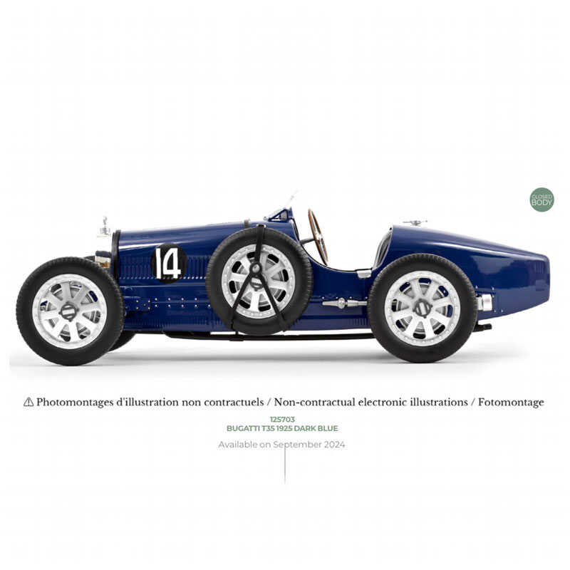 NOREV 1/12 Bugatti T35 1925 Dark蓝色合金汽车模型不可开门