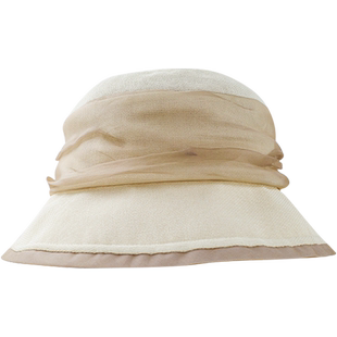 【15年老店】帽子女夏韩版和纸拼桑蚕丝优雅透气蝴蝶结卷檐遮阳帽