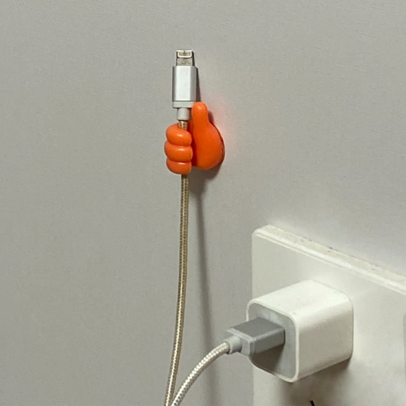 大拇指挂钩免打孔固定器挂手机充电器线的创意可爱小手粘胶收纳