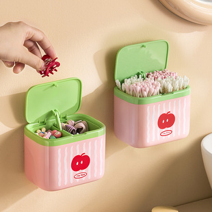 棉签收纳盒壁挂卫生间卸妆棉签发夹皮筋口红盒洗手间化妆棉收纳盒