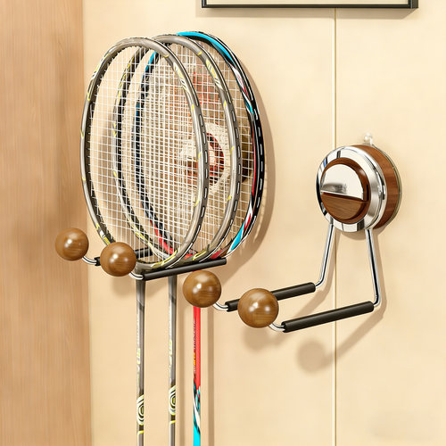 家用免打孔挂壁羽乒网拍收纳架