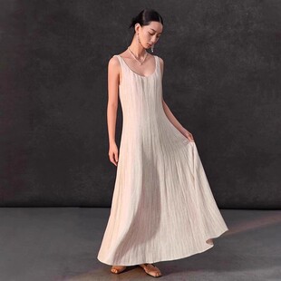 Famecoco范可儿重磅肌理提花高级感背心裙A字无袖 连衣裙FAC1FA043