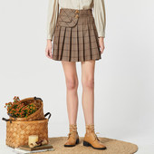 Famecoco范可儿学院风格 纹百褶裙减龄短裙高腰显瘦A字裙F225HA017