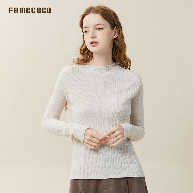 Famecoco范可儿其中小高领打底衫修身百搭羊毛针织衫F218DB009,女装/女士精品,毛针织衫,淘宝优惠券,粉丝福利购,淘宝优惠卷
