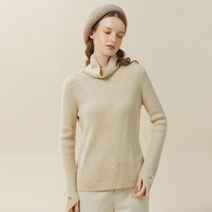 F228DC020 针织衫 Famecoco折扣店简约山羊绒高领毛衣修身 显瘦短款