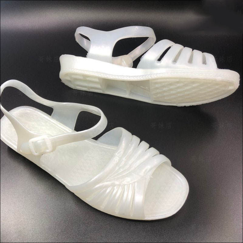 公主水晶凉鞋白胶pvc牛筋复古阿姨 妈妈防滑鞋女学生塑料透明凉鞋