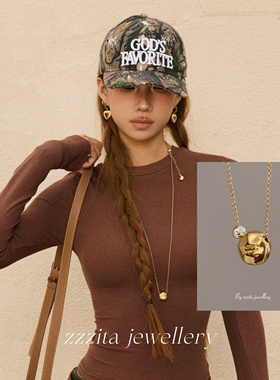 ZZZITA 万能打底搭配王～金色闪钻圆球毛衣链百搭时髦高级感项链