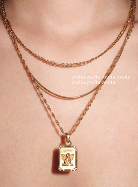 ZZZITA 危险丘比特·Fallen Angel～小众复古叠戴天使丘比特项链