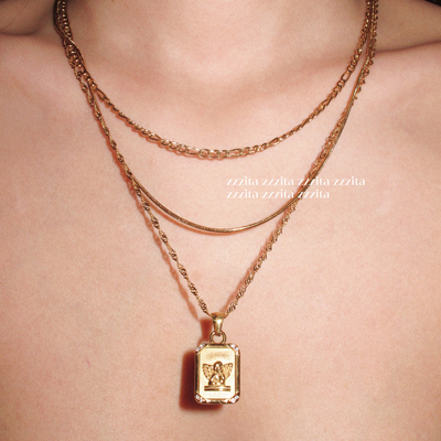 ZZZITA 危险丘比特·Fallen Angel～小众复古叠戴天使丘比特项链