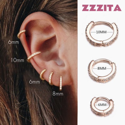 ZZZITA微镶闪钻小圆圈耳扣耳骨钉