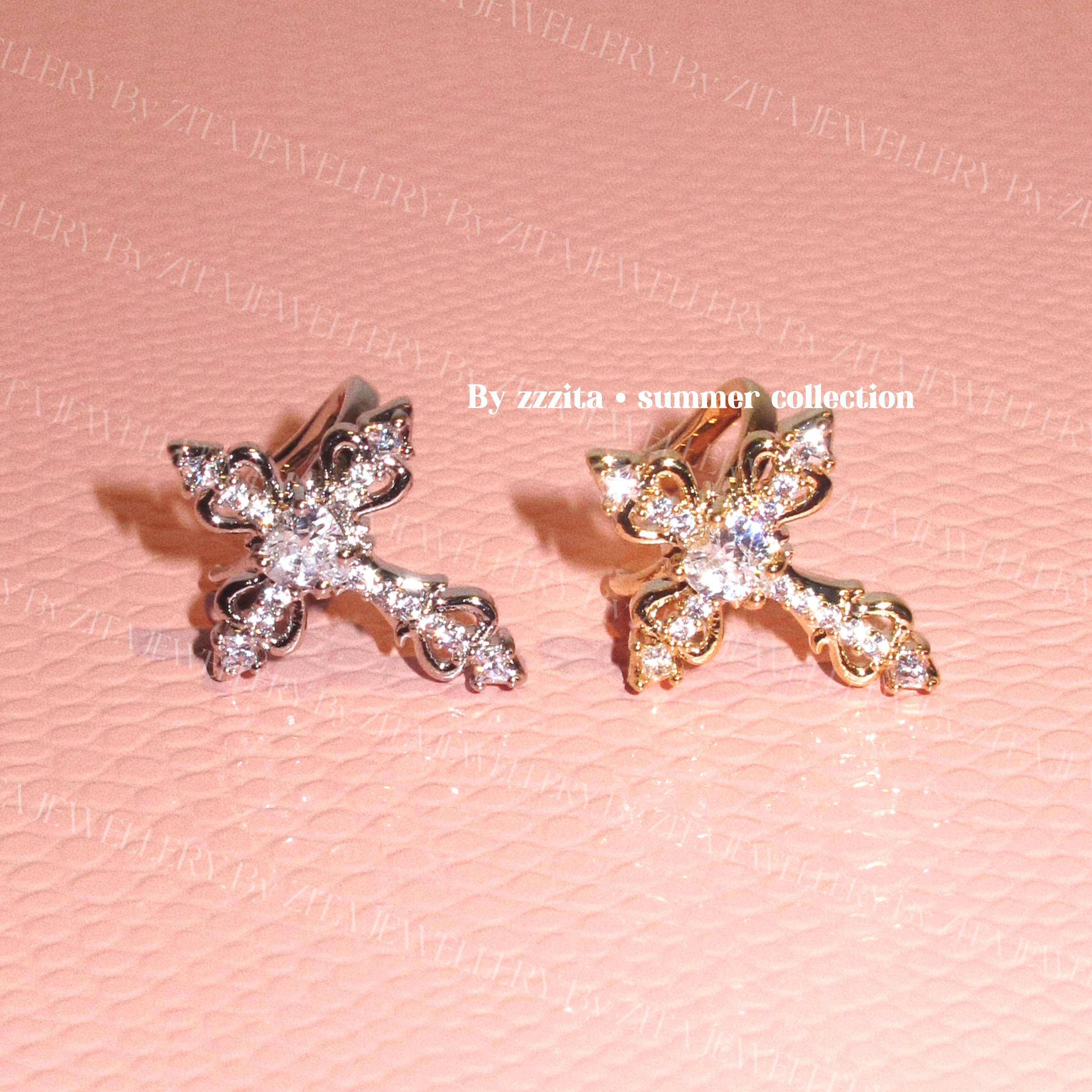 ZZZITA 荆棘玫瑰•Wild Rosy～小众无耳洞闪钻十字架耳骨夹耳夹