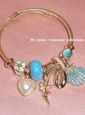 ZZZITA 人鱼公主·Siren Kiss～小众彩色海洋风滴釉贝壳海螺手镯