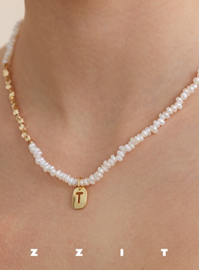 定制字母镂空吊坠淡水珍珠项链银