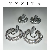 ZZZITA 无耳洞福音 超闪镶钻圆圈圆环耳夹蚊香盘欧美小众高级感