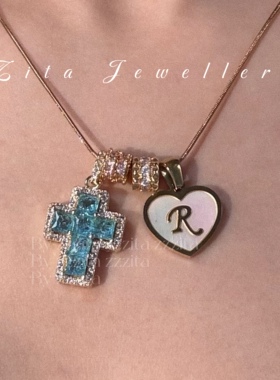 ZZZITA 甜心契约•Sweet Devil～原创小众定制字母闪钻十字架项链