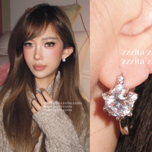 ZZZITA Star～百搭辣妹简约闪钻五角星耳环 爆闪五角星·Winter
